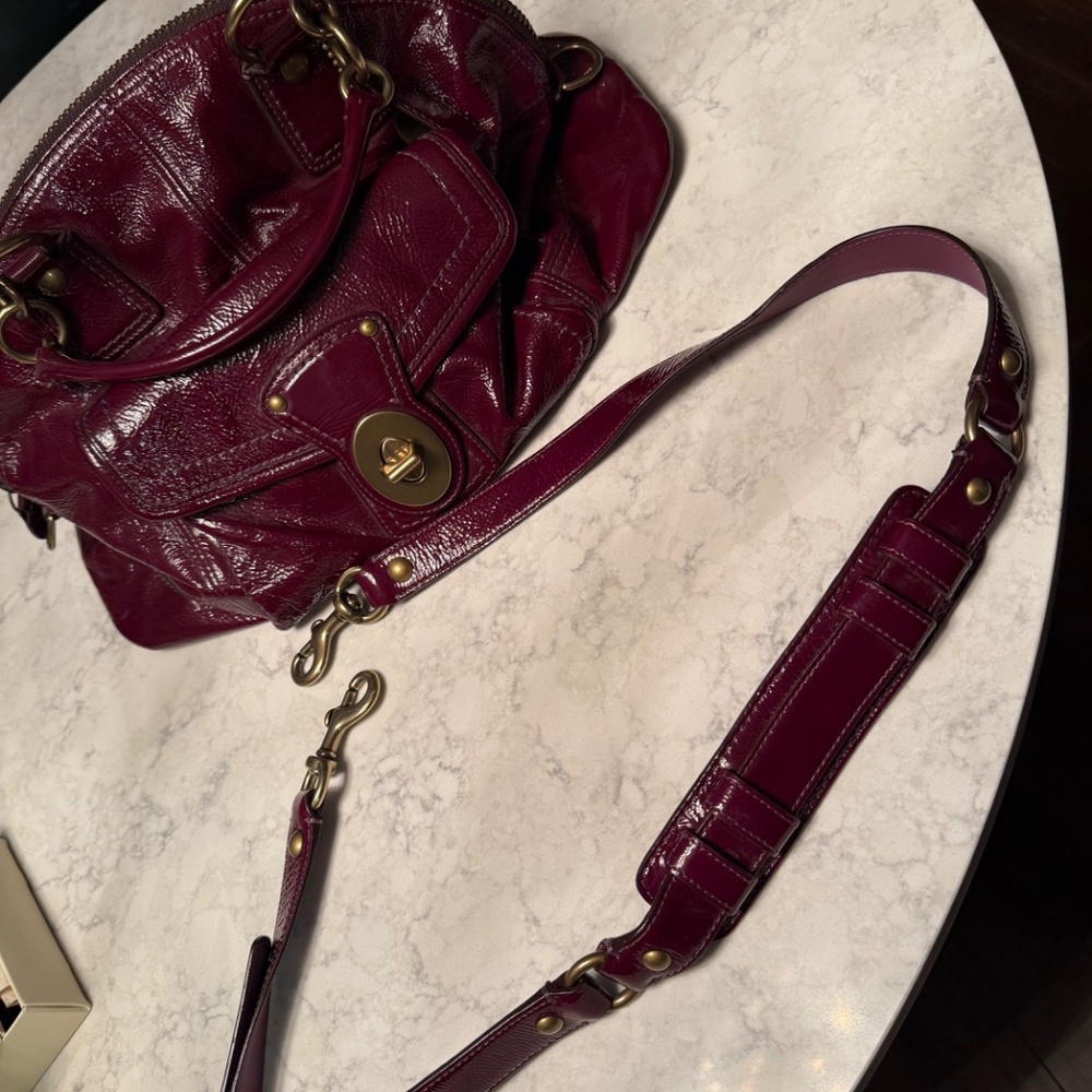 Coach Legacy Francine Patent Leather Satchel - Purple - Picture 8 of 14